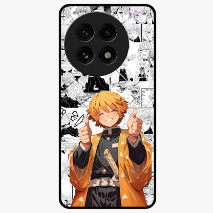 Thunder Smile Hero Glass Case for 1+13R bold front view featuring powerful hero inspired artwork with electric tones