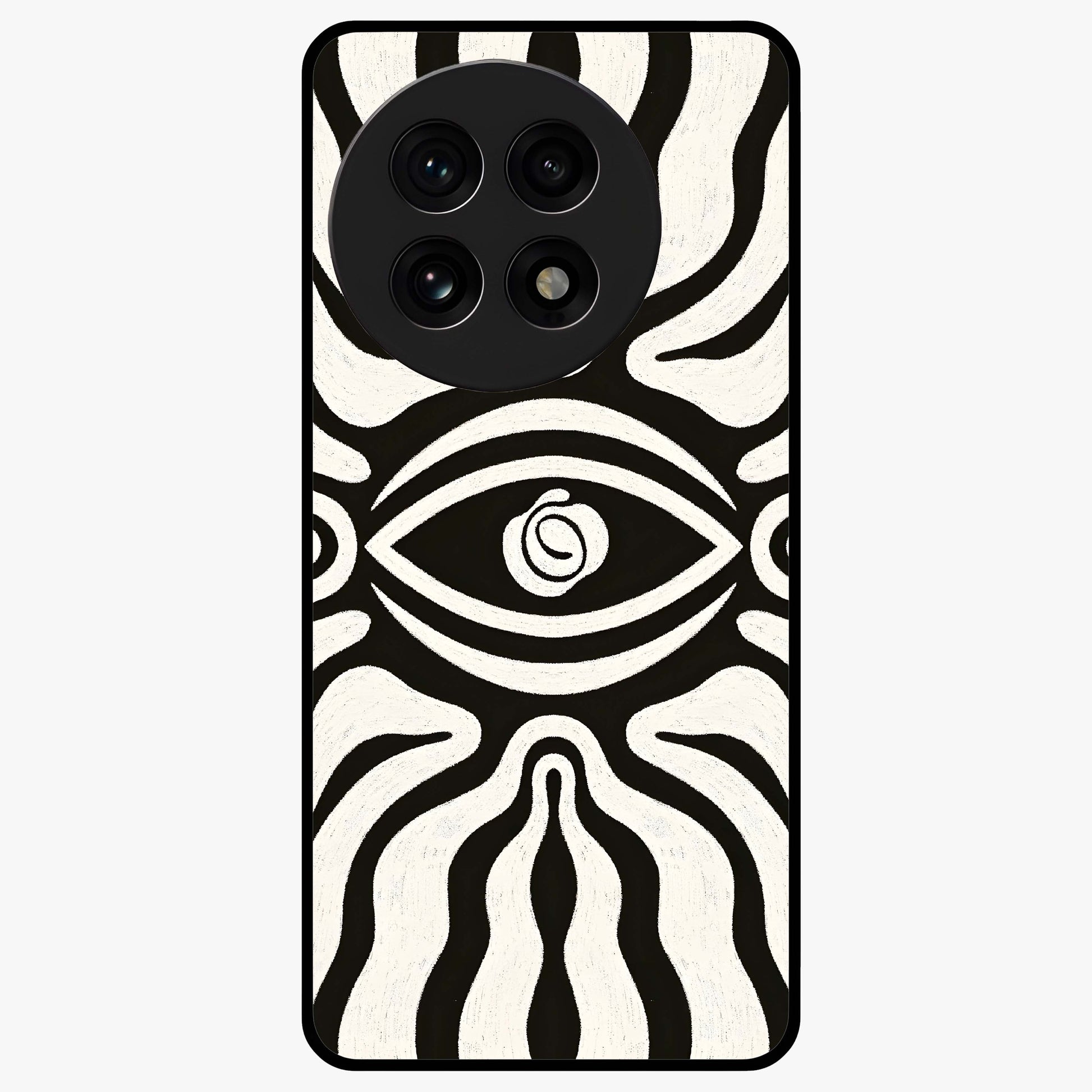 Trancewave Illusion Art Glass Case for 1+13R vibrant front view featuring abstract illusion inspired artwork