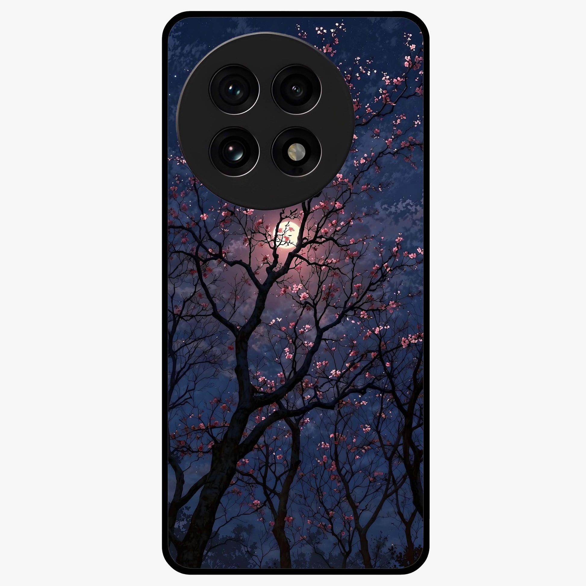 Twilight Sakura Serenade Glass Case for 1+13R elegant front view featuring cherry blossom artwork under twilight sky