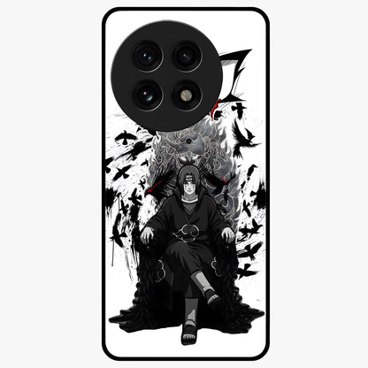 Uchiha Shadow Throne Glass Case for 1+13R intense front view featuring dark anime inspired throne artwork