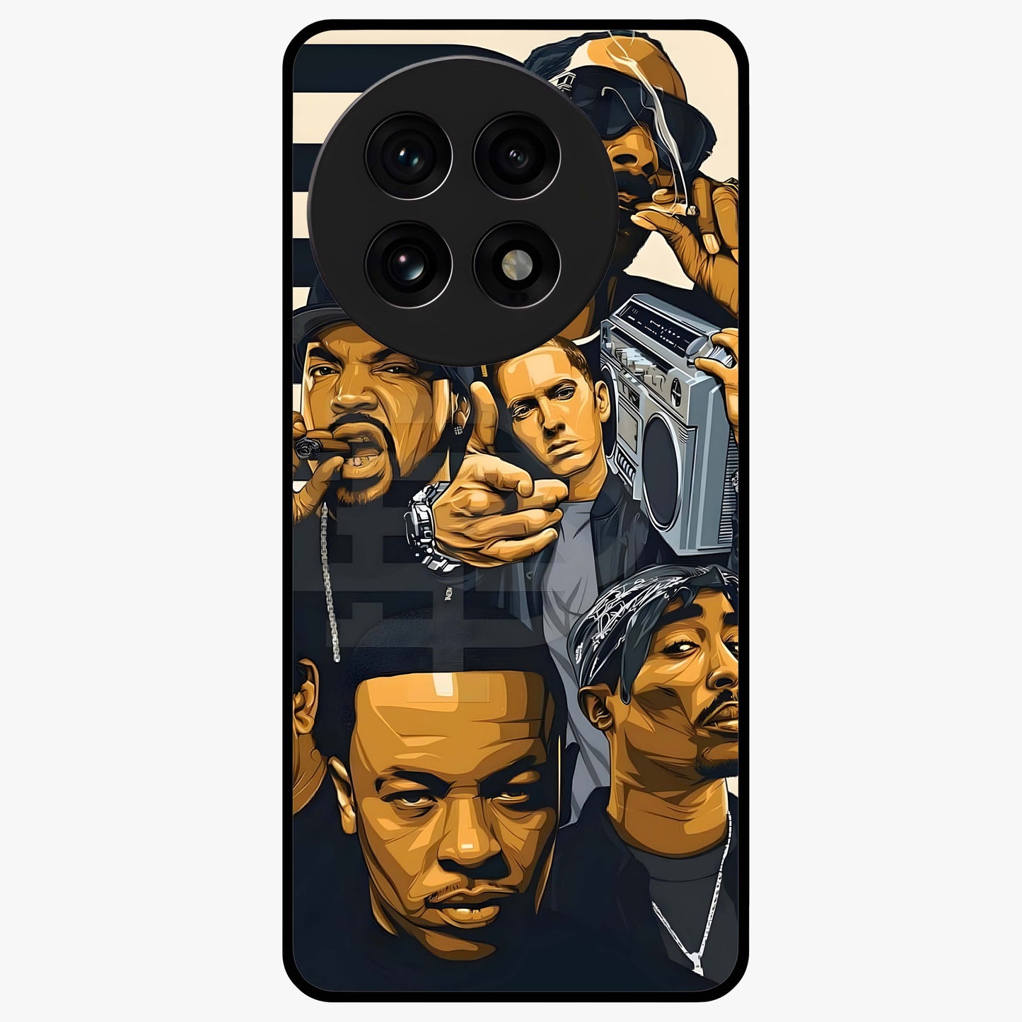 Urban Rap Legends Glass Case for 1+13R bold front view featuring street inspired music artwork
