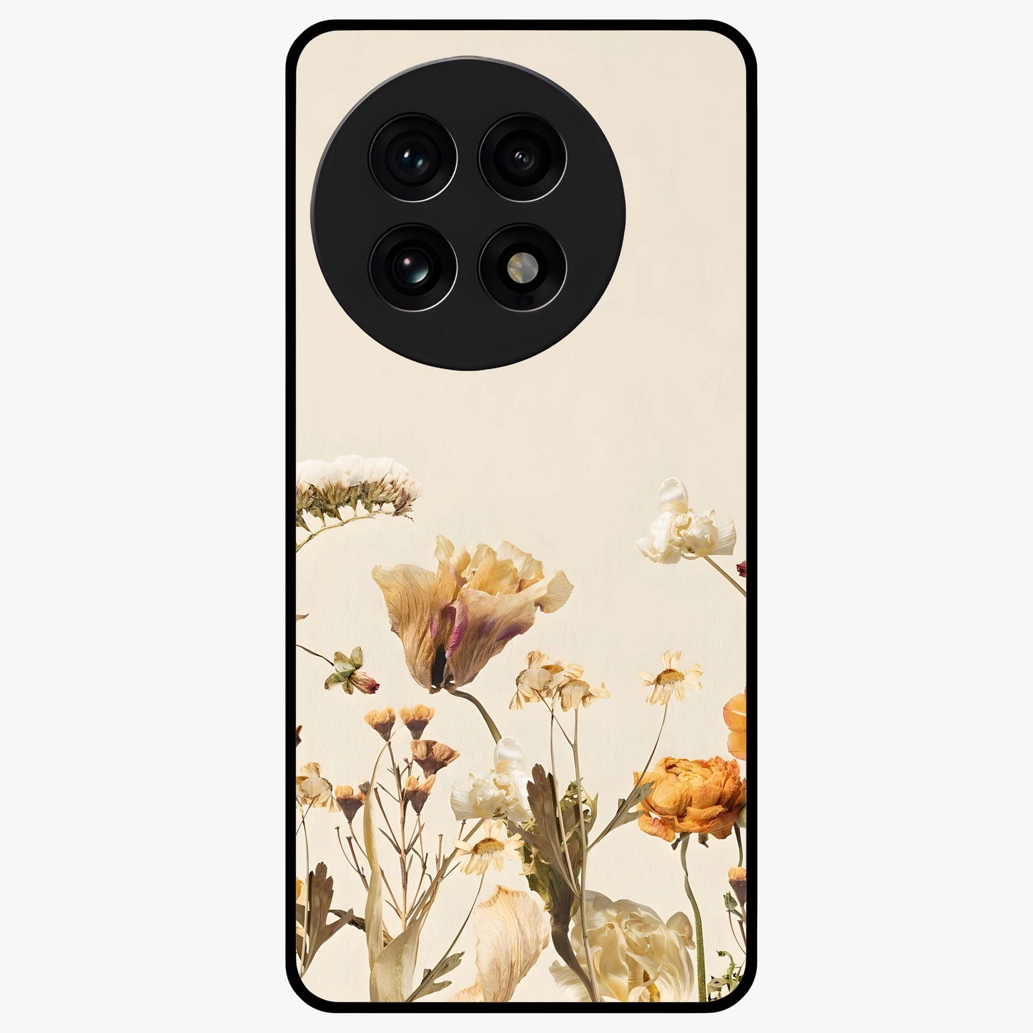 Vintage Petal Love With Custom Name Glass Case for 1+13R romantic front view featuring floral artwork with personalized name detail