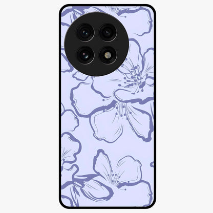 Violet Sketch Garden Glass Case for 1+13R artistic front view featuring floral sketch artwork in violet tones