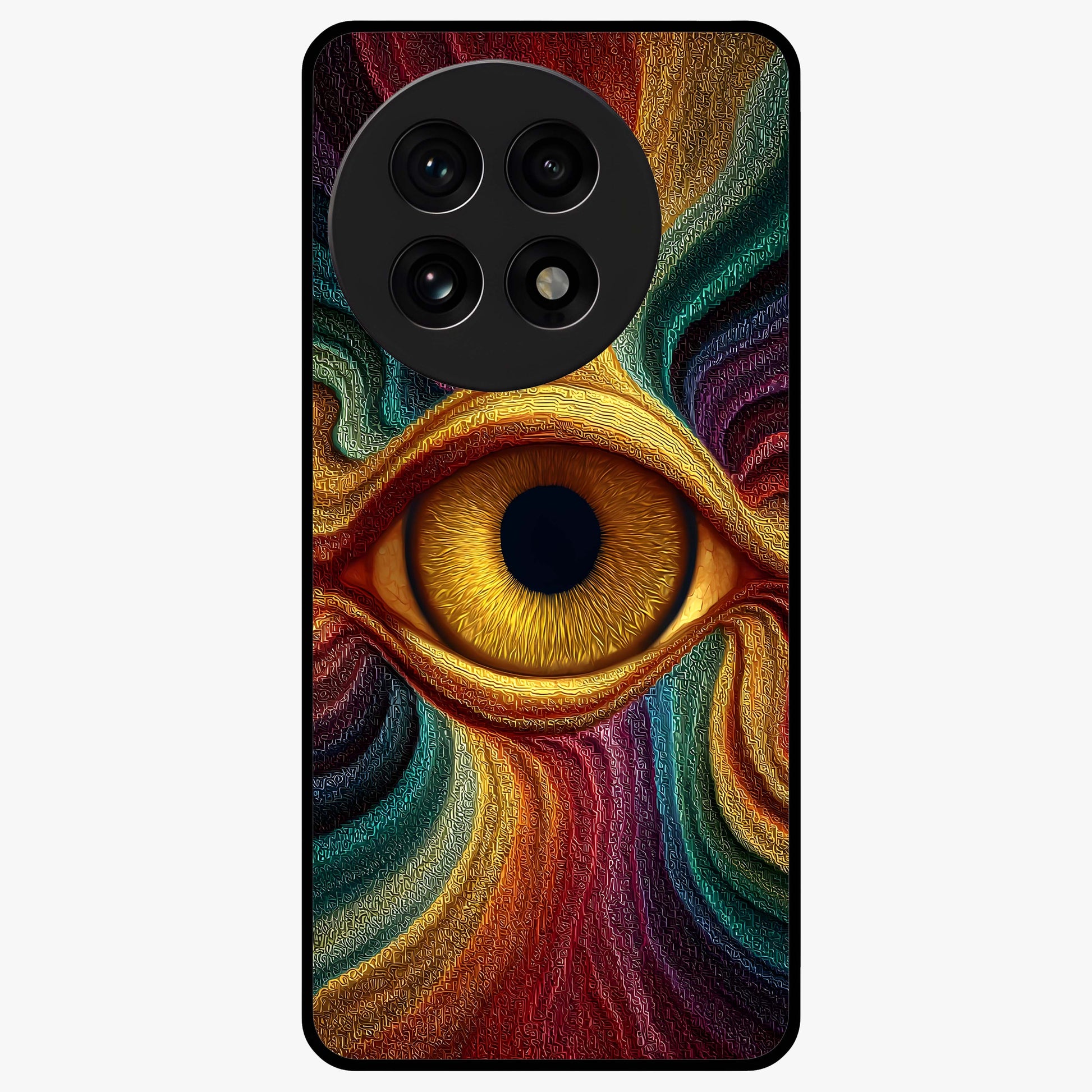 Visionary Flame Core Glass Case for 1+13R intense front view featuring fiery flame inspired artwork
