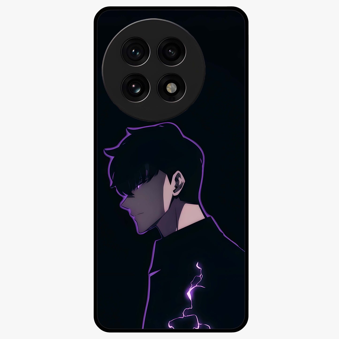Void Lightning Phantom Glass Case for 1+13R electrifying front view featuring lightning inspired dark artwork