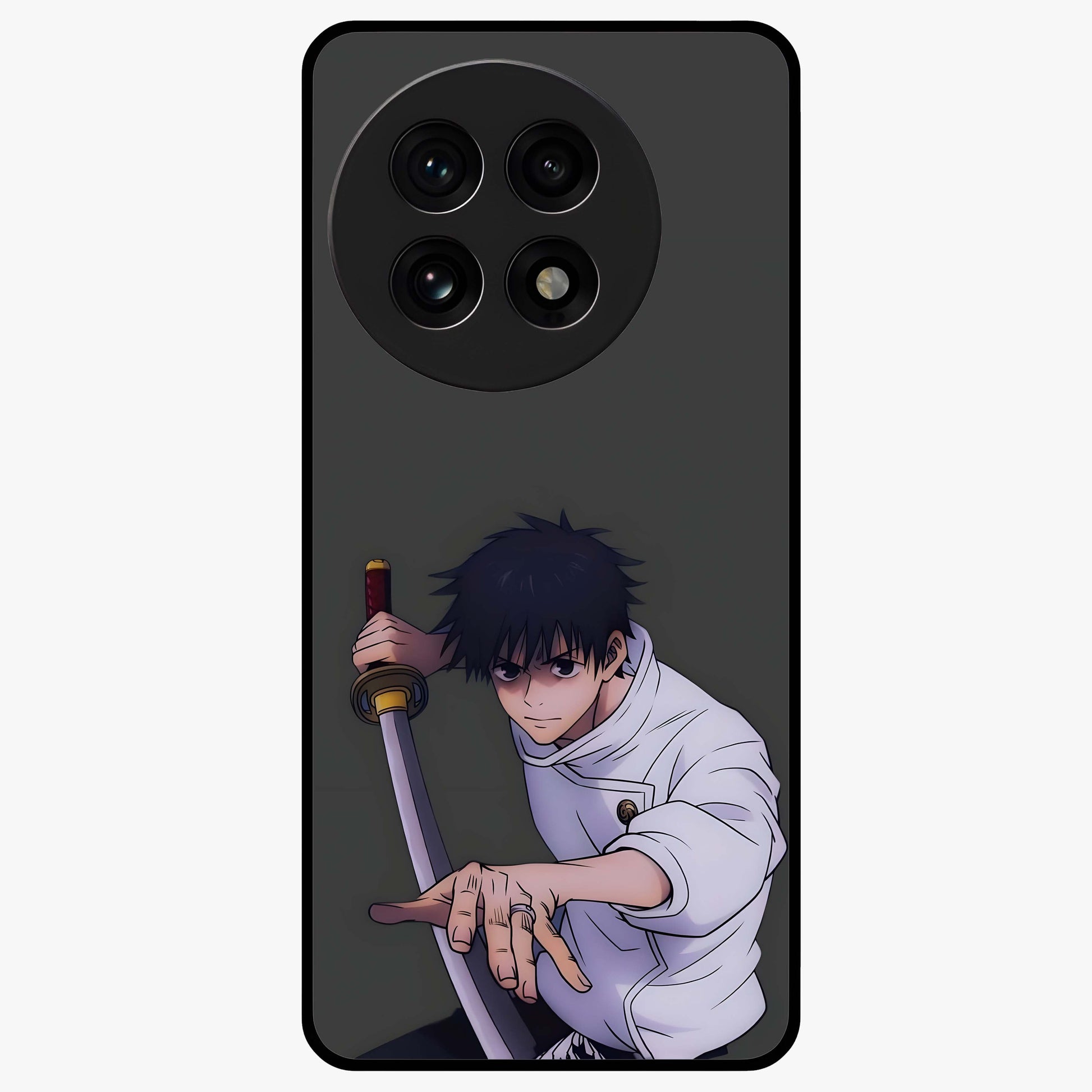 Void Silence Aesthetic Glass Case for 1+13R minimalist front view featuring dark abstract artwork with subtle tones