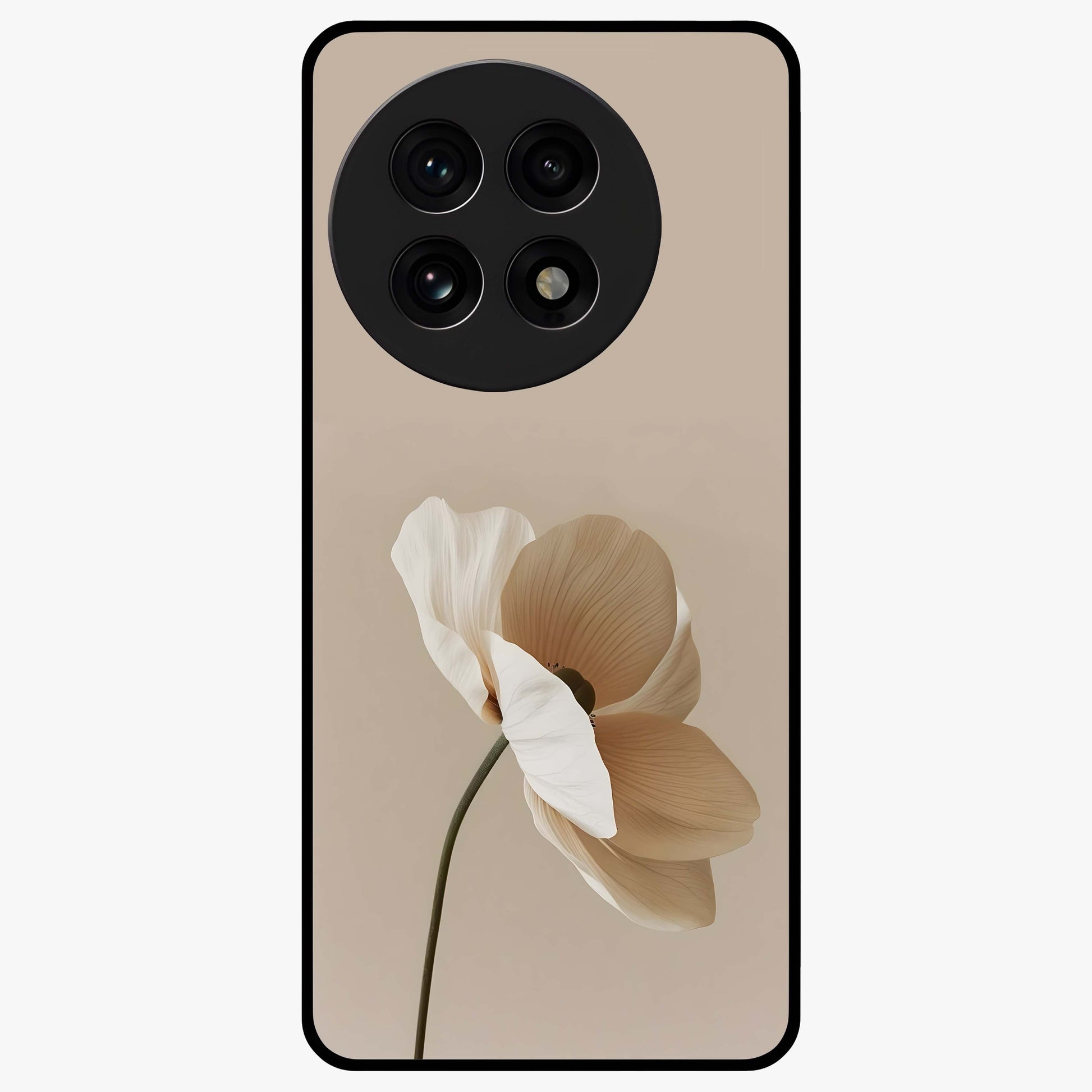 Whispering Petals Glass Case for 1+13R graceful front view featuring subtle floral artwork with airy vibe