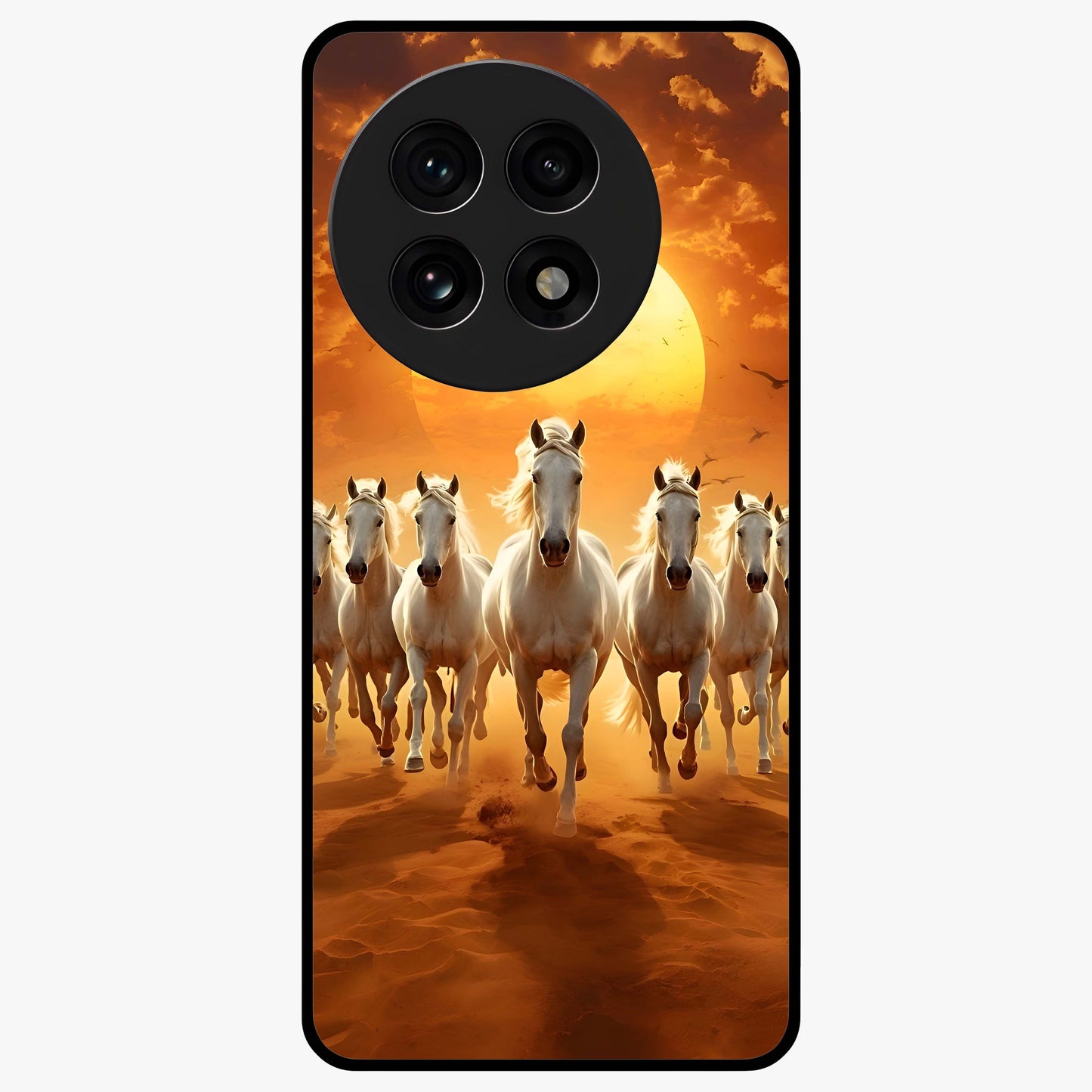 Wild Sunset Majesty Glass Case for 1+13R dramatic front view featuring bold sunset landscape artwork