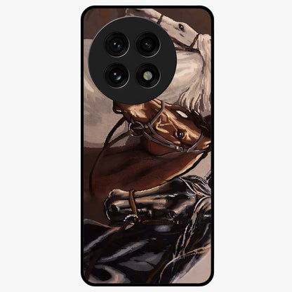 Wild Trio Gallop Glass Case for 1+13R powerful front view featuring three horses in motion with dynamic artwork