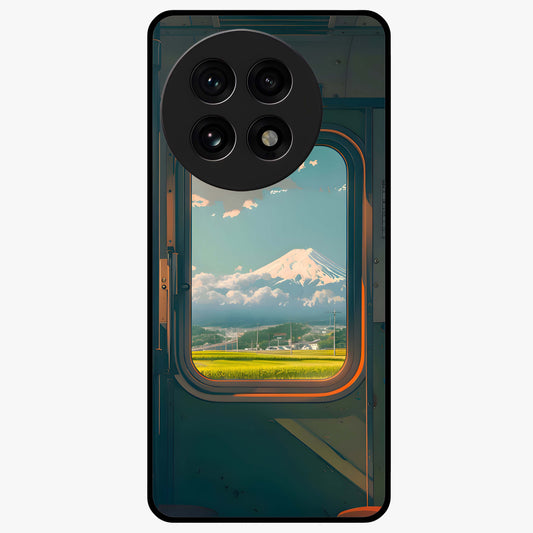 Window to Fuji Glass Case for 1+13R scenic front view featuring Mount Fuji artwork framed through a window design