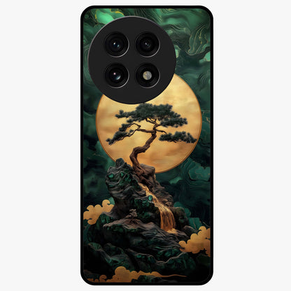 Zen Moon Rise Glass Case for 1+13R tranquil front view featuring rising moon artwork in minimalist style