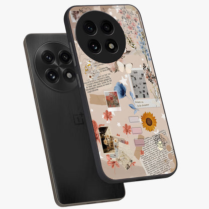 Aesthetic Butterfly Glass Case for 1+13R angled mockup showcasing glossy glass finish and delicate wing details