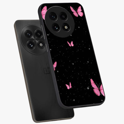 Blinking Butterfly Glass Case for 1+13R captured at a warm angle highlighting soft wing details, gloss, and edge clarity.