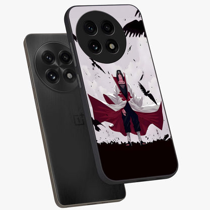 Crimson Crow Ascension Glass Case for 1+13R angled mockup showcasing glossy finish and dramatic gothic design