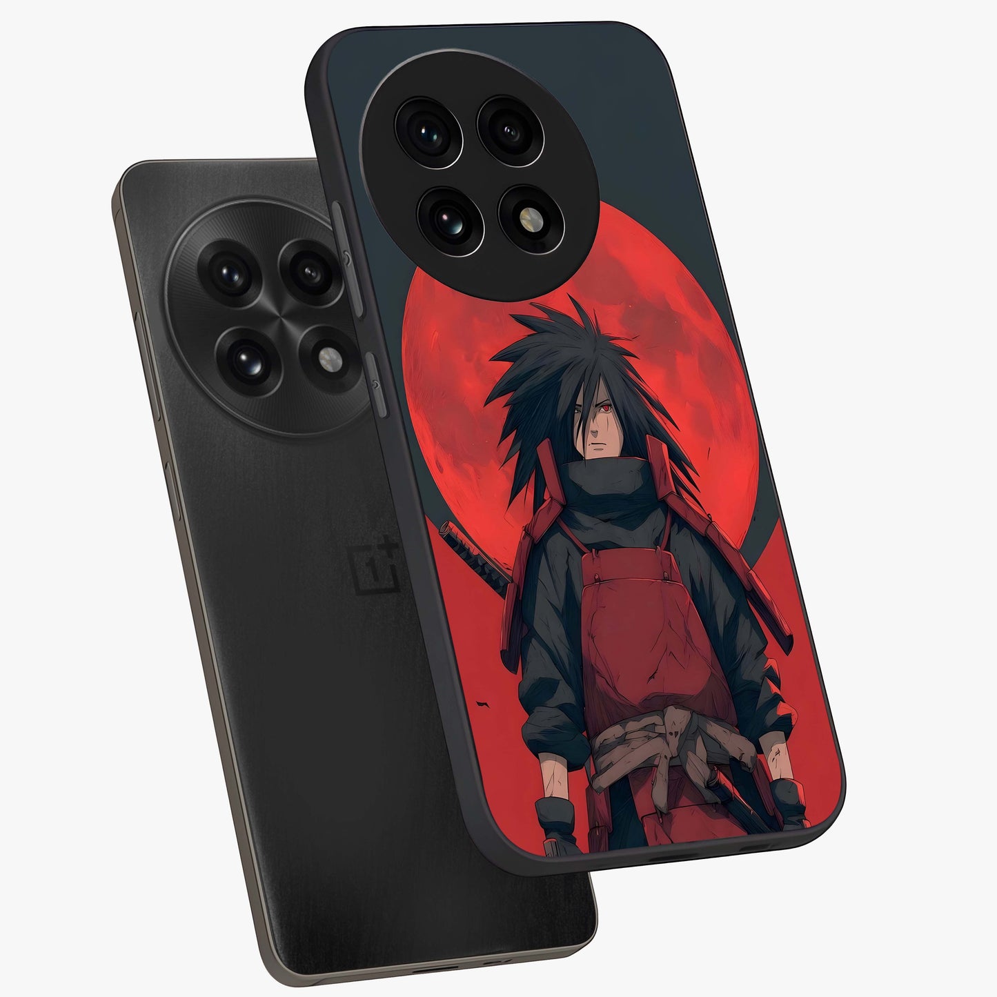 Crimson Moon Warlord Glass Case for 1+13R angled mockup showcasing glossy finish and intense dark red tones