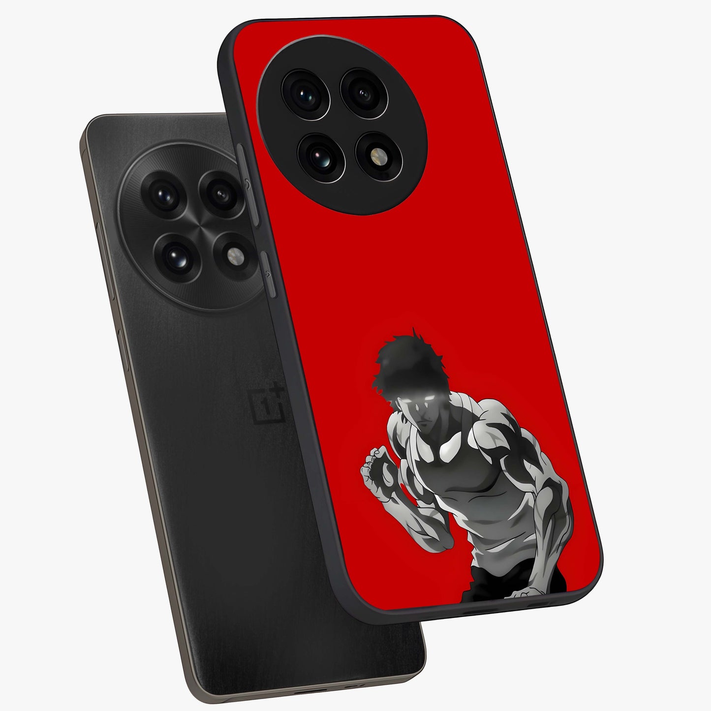 Crimson Power Rush Glass Case for 1+13R angled mockup showcasing glossy finish and high energy design