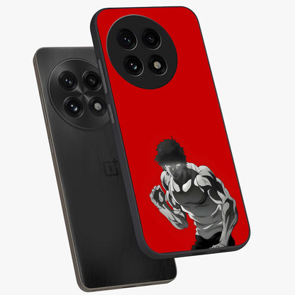 Crimson Power Rush Glass Case for 1+13R angled mockup showcasing glossy finish and high energy design