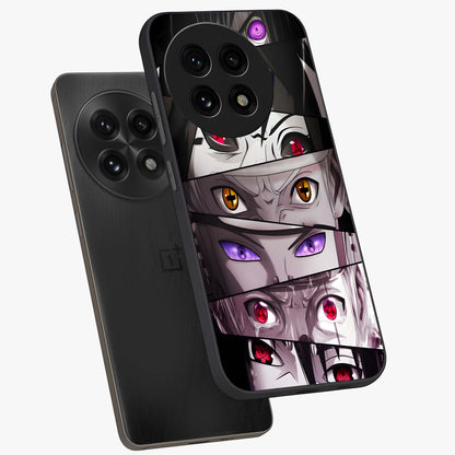 Eyes of Destiny Glass Case for 1+13R angled mockup showcasing glossy glass finish and intense detailing