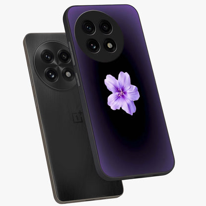 Flower on Soft Violet Gradient Glass Case for 1+13R angled mockup showcasing glossy finish and pastel purple tones