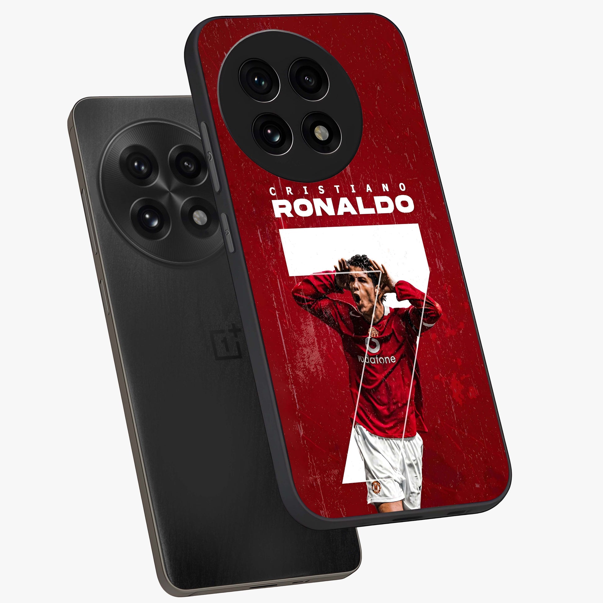 Goal Celebration Legacy Glass Case for 1+13R angled mockup showcasing glossy finish and dynamic action tones
