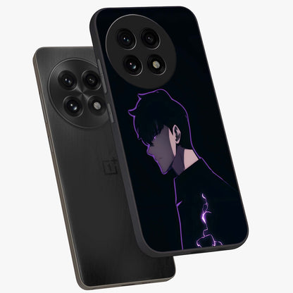 Void Lightning Phantom Glass Case for 1+13R angled mockup showcasing glossy finish and high contrast detailing