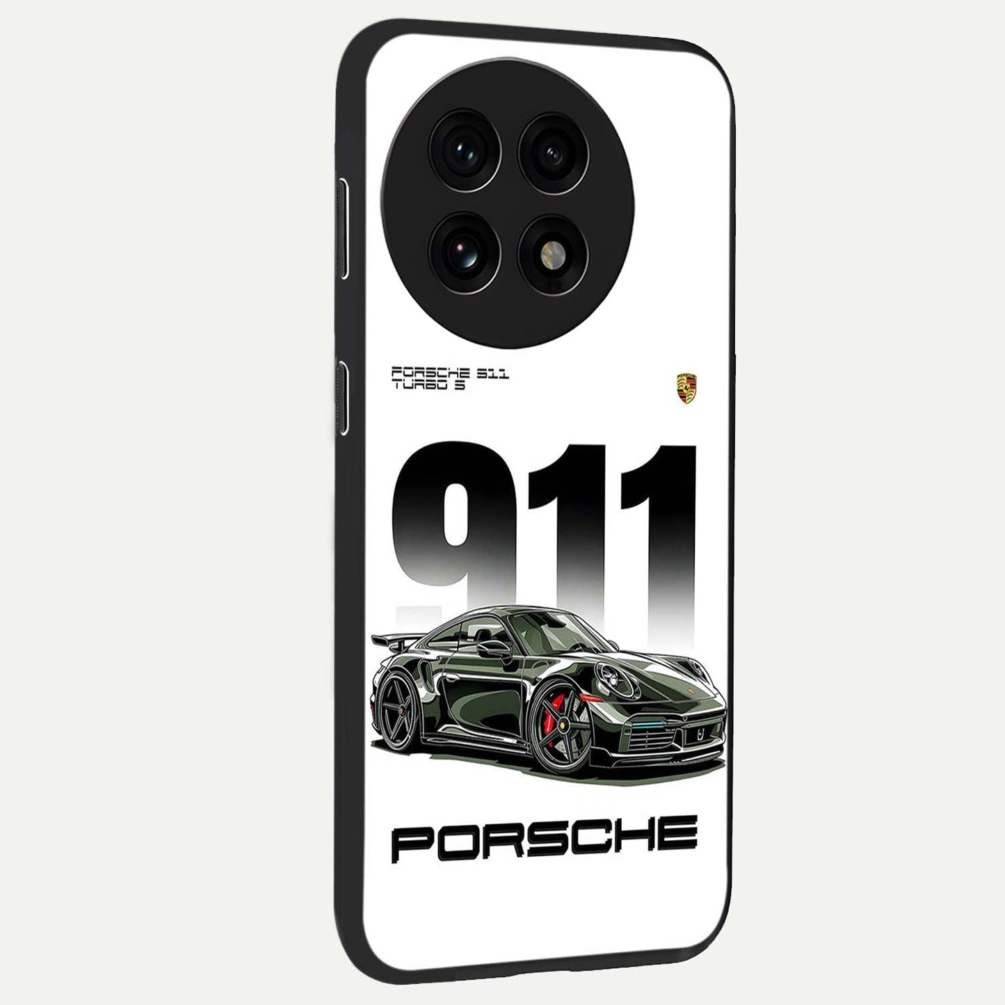 911 Turbo Dominance Glass Case for 1+13R stylish side perspective highlighting sleek edges and high detail sports car illustration