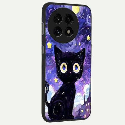 Abstract Cat Art Glass Case for 1+13R stylish side perspective highlighting bold abstract artwork details