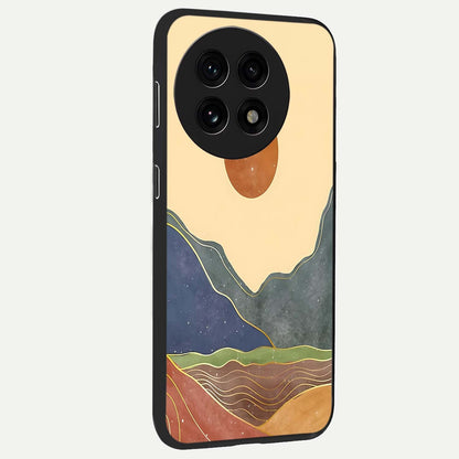 Abstract Mountain Glow Glass Case for 1+13R side perspective highlighting luminous mountain design details
