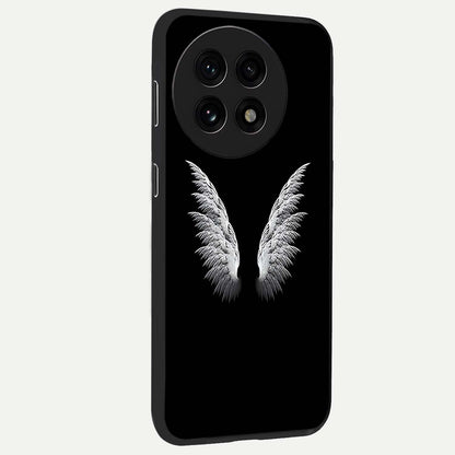 Angel Wing Grace Glass Case for 1+13R side perspective highlighting delicate wing illustration details