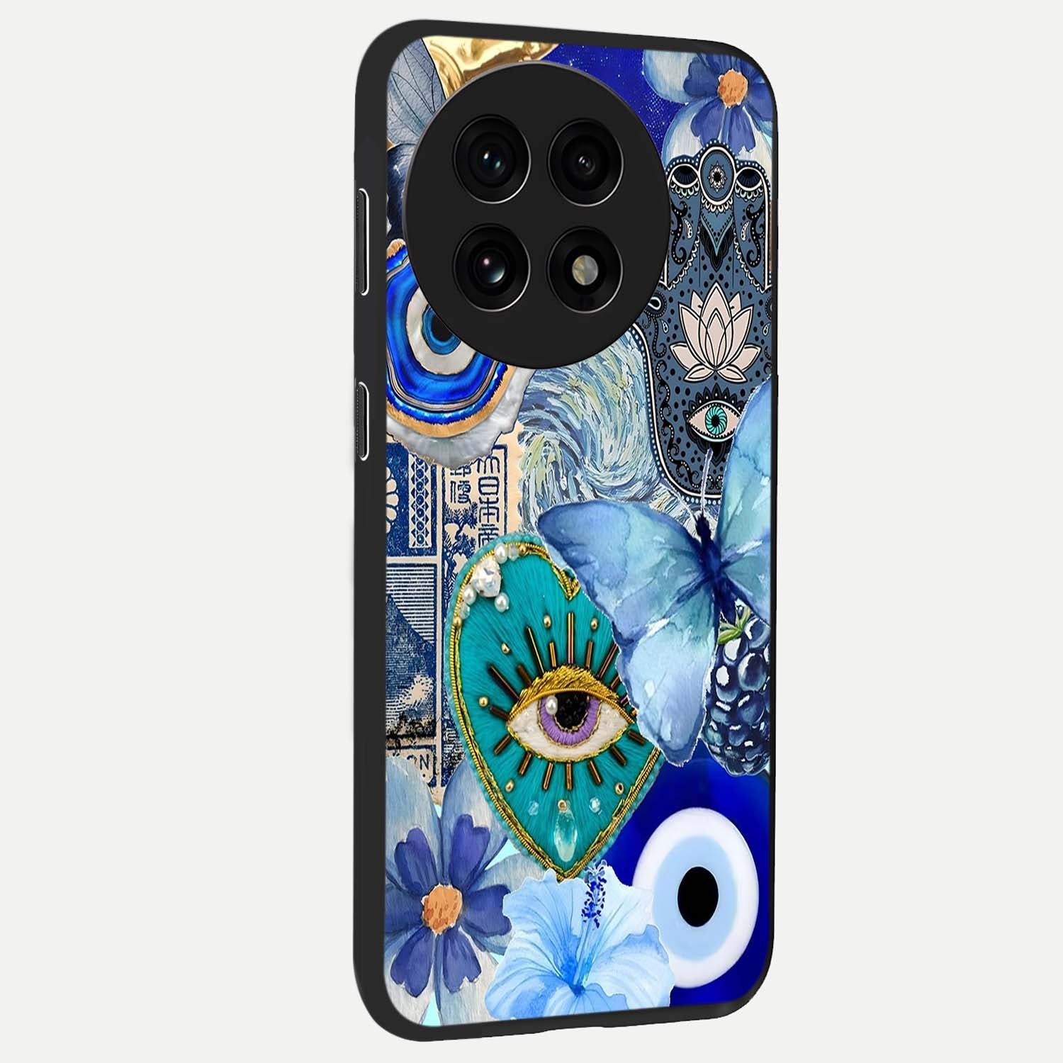 Audrey Zivan Glass Case for 1+13R side perspective highlighting sleek build and premium print detailing
