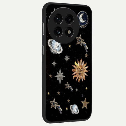 Beaded Cosmic Dreams Glass Case for 1+13R side perspective highlighting intricate beaded cosmic textures