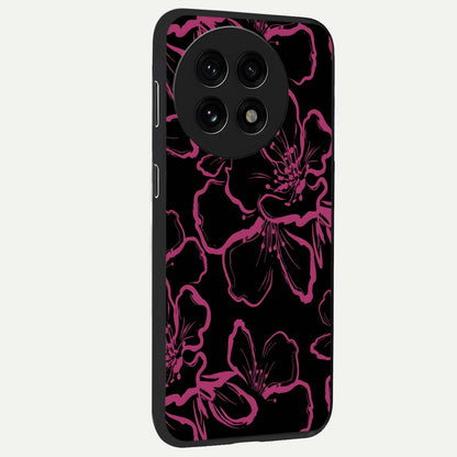 Black Violet Sketch Garden Glass Case for 1+13R side perspective highlighting elegant sketch detailing and premium finish