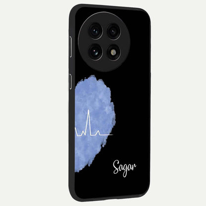 Blue Pulse Bond Glass Case for 1+13R side perspective highlighting sleek edges and modern blue detailing