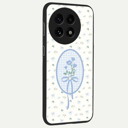 Blue Ribbon Bloom Glass Case for 1+13R side perspective highlighting graceful floral design and premium edges