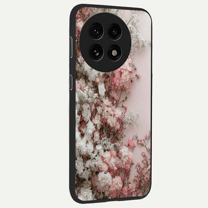Blush Blossom Cloud Glass Case for 1+13R side perspective highlighting airy blush detailing and premium build