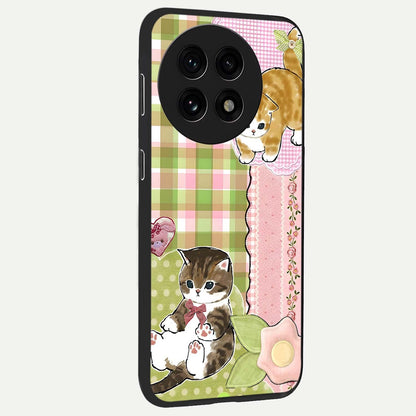 Cats Sweet Button Glass Case for 1+13R side perspective highlighting playful details and sleek premium build