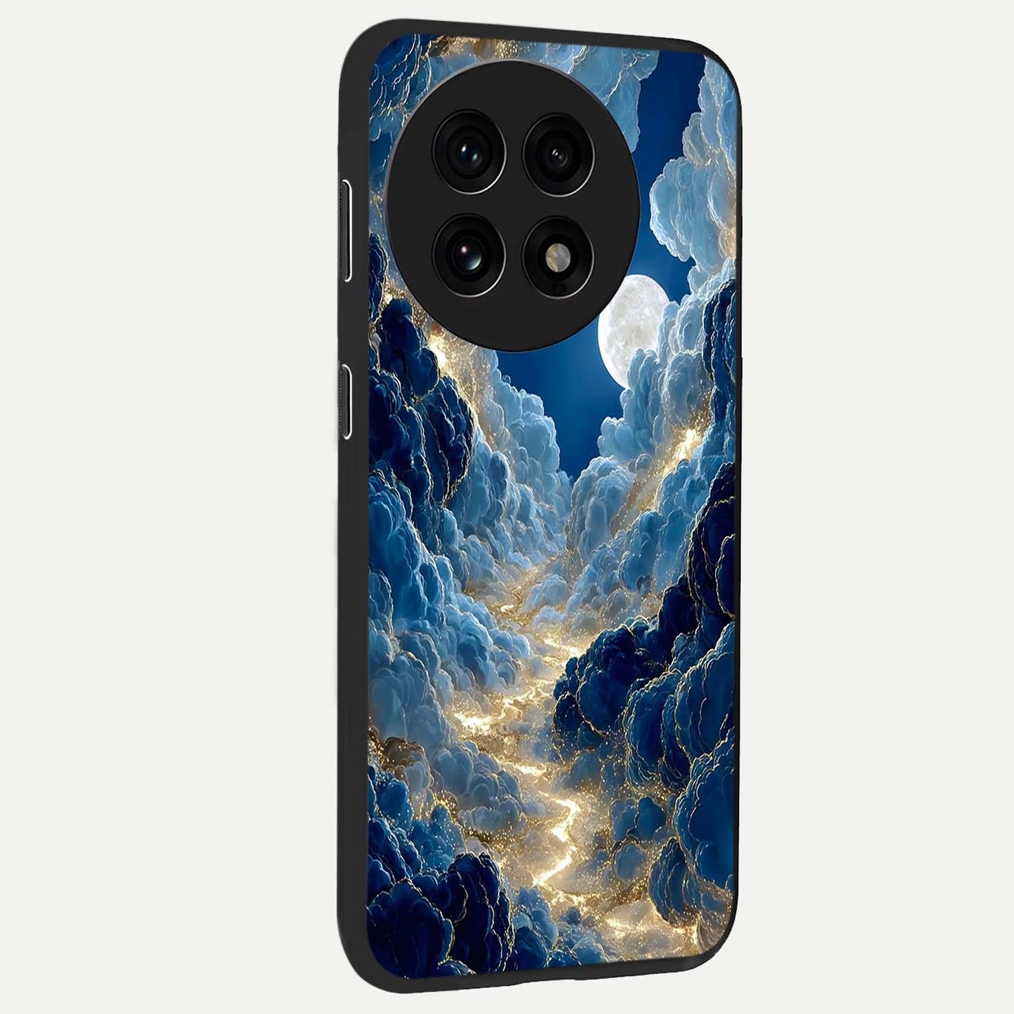 Celestial Cloud Path Glass Case for 1+13R side perspective highlighting airy cloud details and premium build