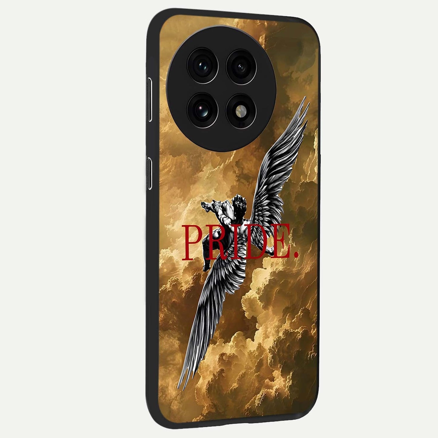 Celestial Fallen Pride Glass Case for 1+13R side perspective highlighting deep space textures and premium edge finish