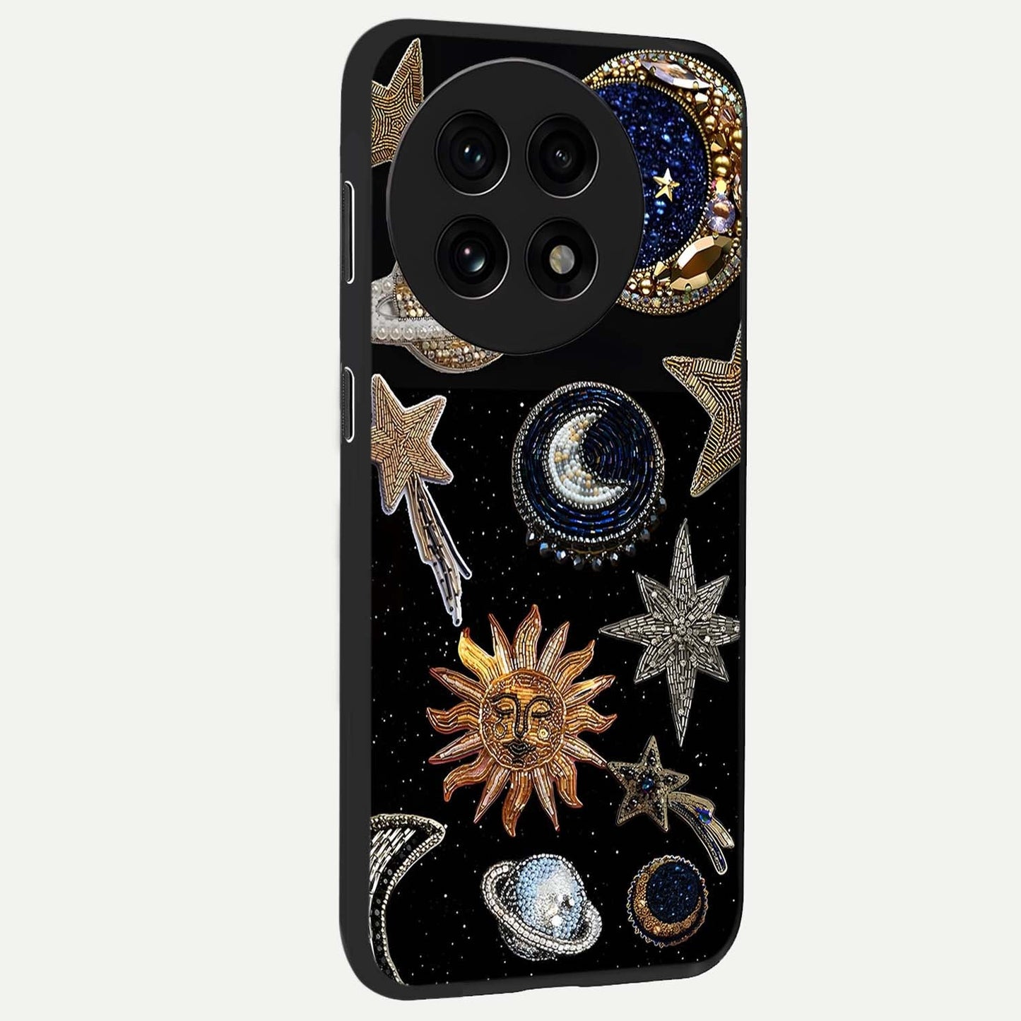 Celestial Gem Constellations Glass Case for 1+13R side perspective highlighting intricate star patterns and premium build