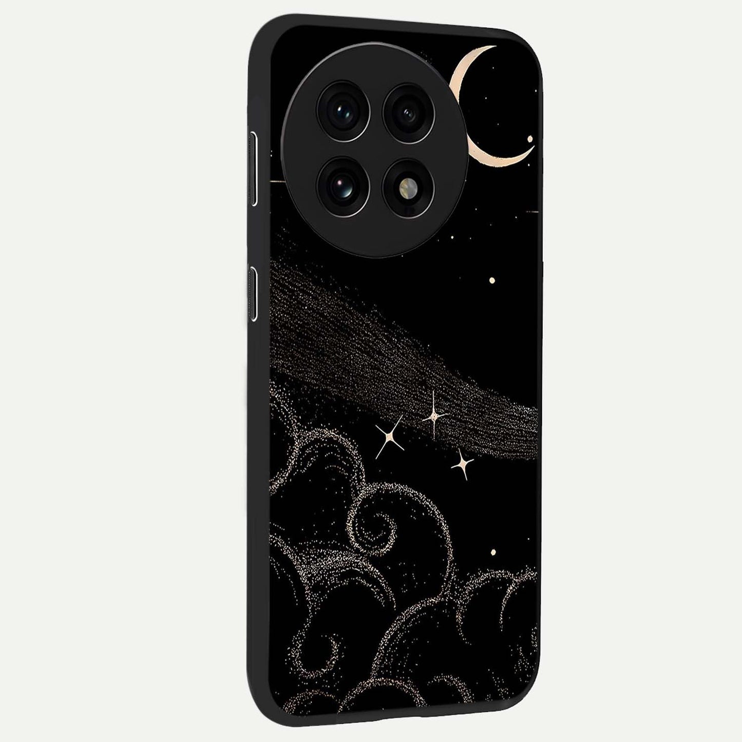 Celestial Midnight Veil Glass Case for 1+13R side perspective highlighting rich night tones and sleek premium edges