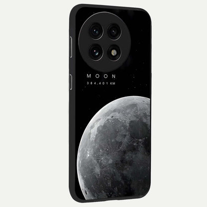Cosmic Moon Glow Glass Case for 1+13R side perspective highlighting radiant moon detailing and smooth premium finish