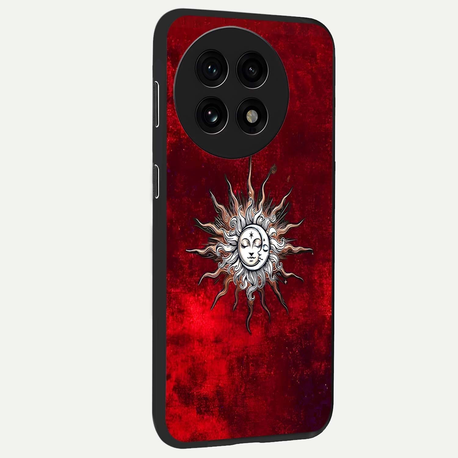 Cosmic Twin Eclipse Glass Case for 1+13R side perspective highlighting eclipse detailing and premium smooth build