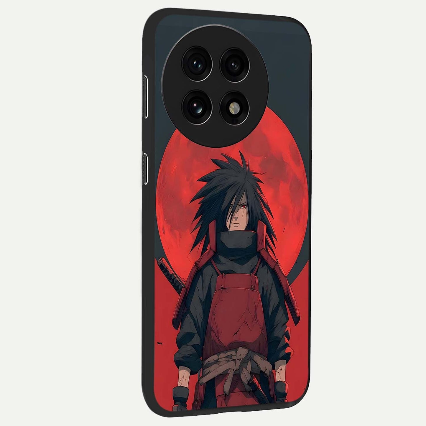 Crimson Moon Warlord Glass Case for 1+13R side perspective highlighting powerful illustration details and sleek build