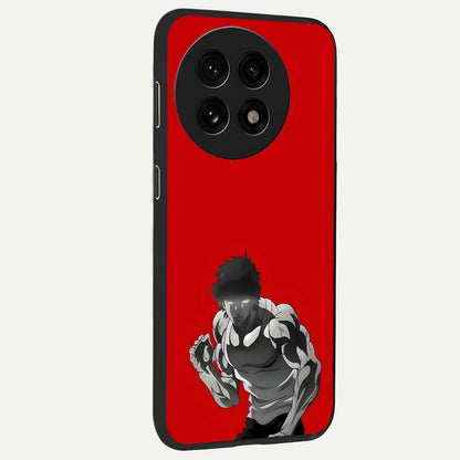 Crimson Power Rush Glass Case for 1+13R side perspective highlighting sharp detailing and premium sporty edge