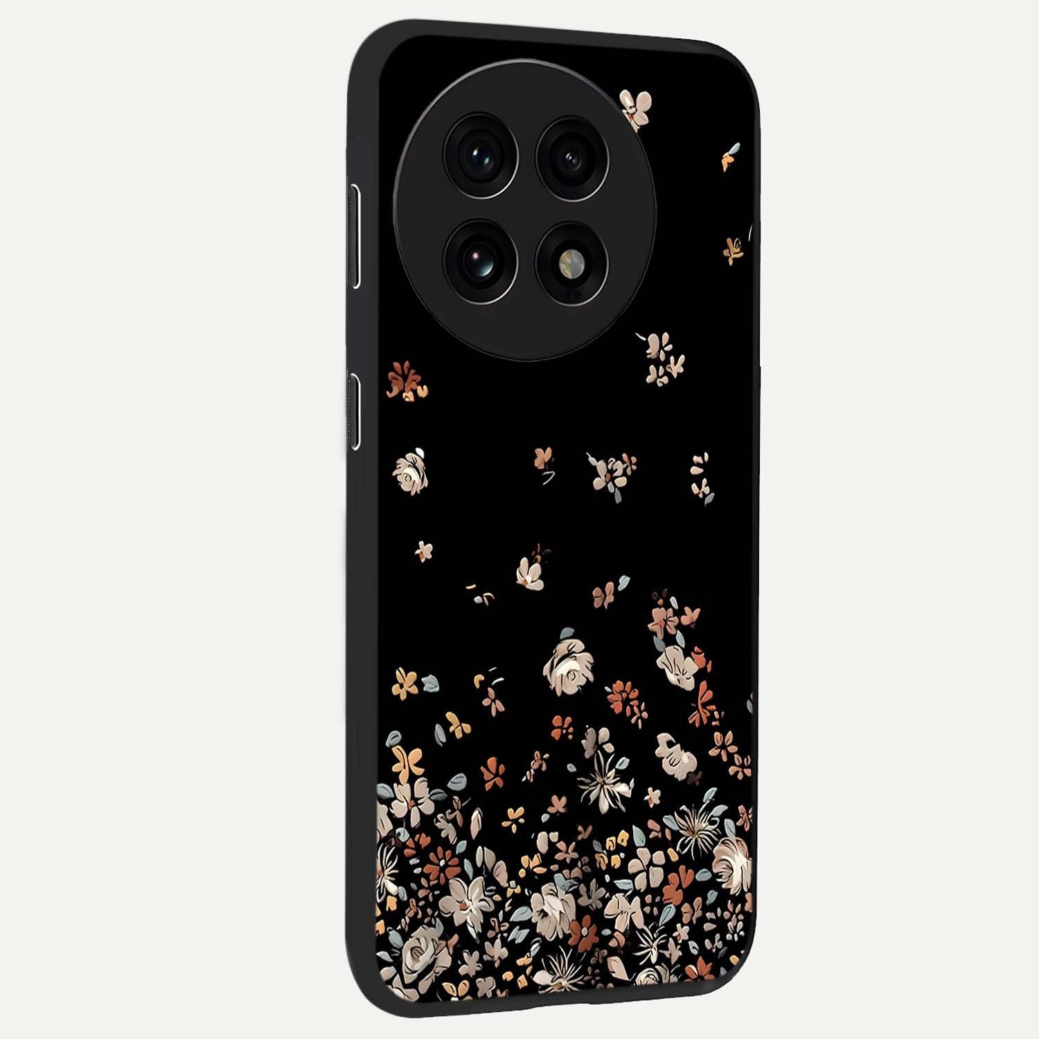Dark Petal Aesthetic Glass Case for 1+13R side perspective highlighting refined textures and premium edge finish