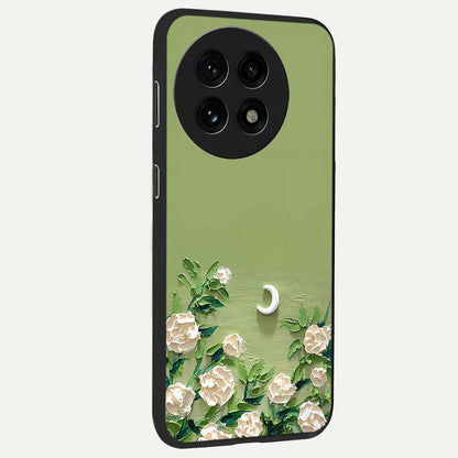 Emerald Bloom Calm Glass Case for 1+13R side perspective highlighting delicate bloom detailing and smooth edges