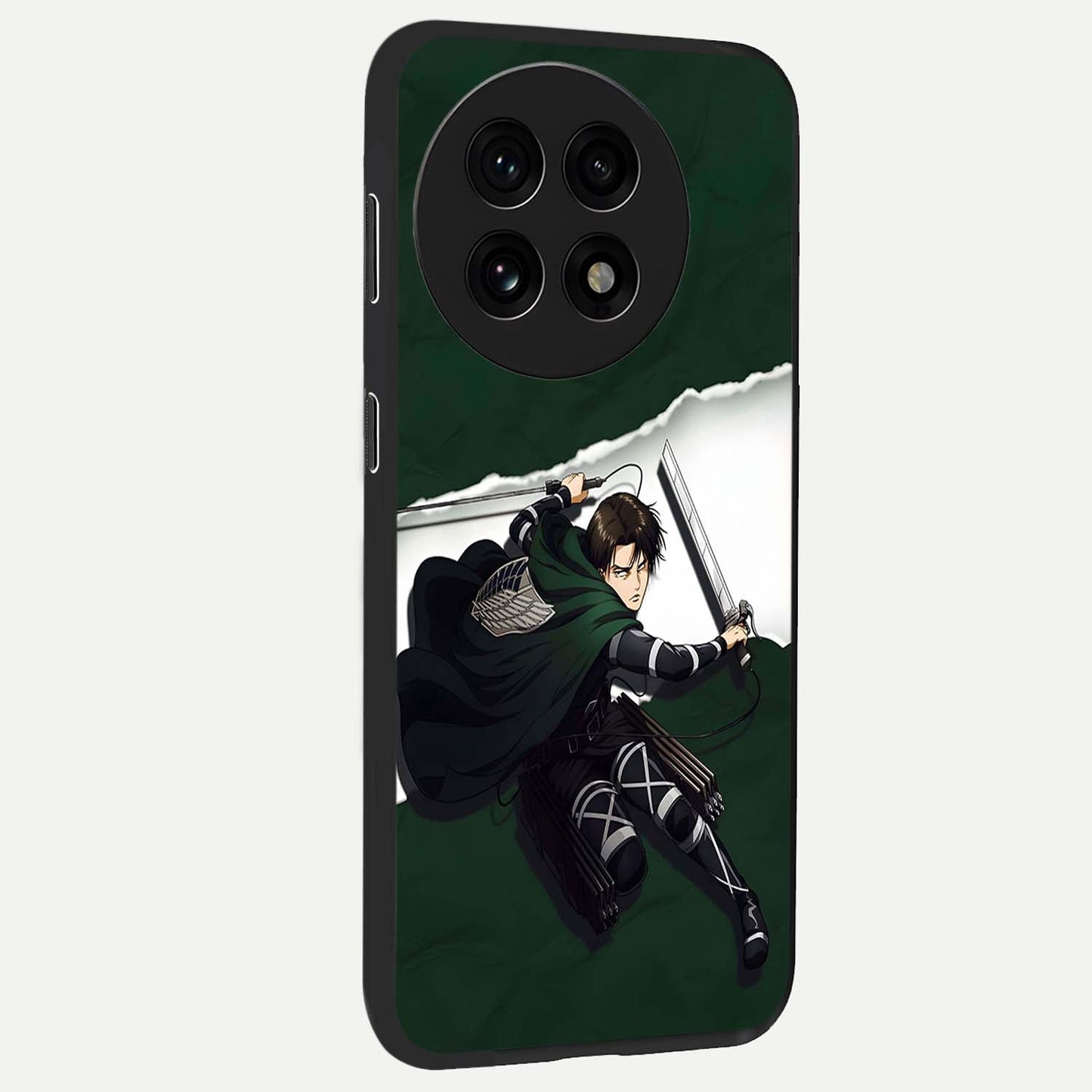 Emerald War Vanguard Glass Case for 1+13R side perspective highlighting dramatic textures and premium edges