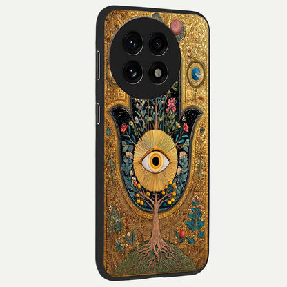 Ethereal Evil Eye Glass Case for 1+13R side perspective highlighting delicate protective detailing and smooth edges