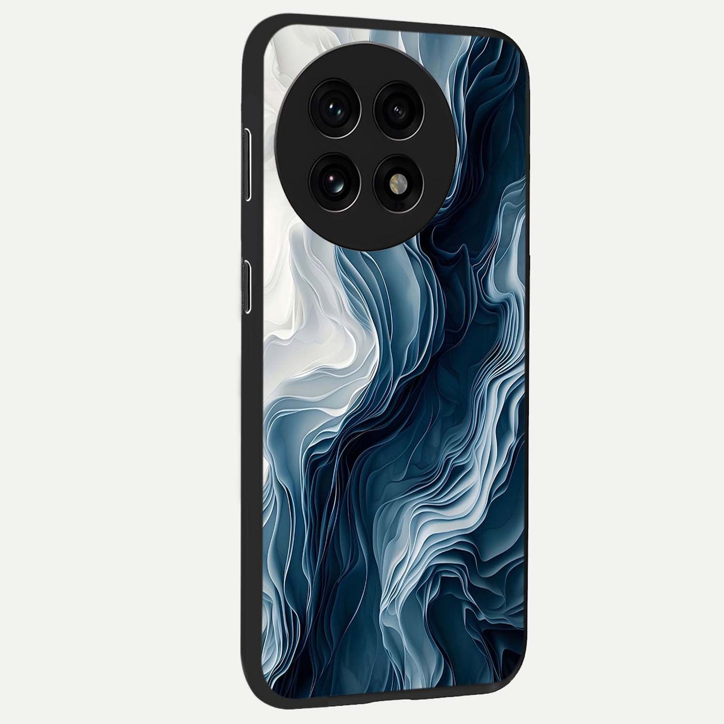 Ethereal Paper Marble Glass Case for 1+13R side perspective highlighting elegant marble detailing and premium build