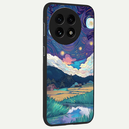 Fields Beneath the Cosmos Glass Case for 1+13R side perspective highlighting serene landscape textures and premium edges
